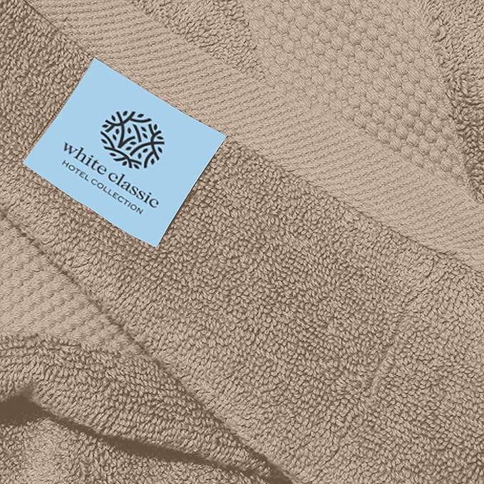 White Classic Luxury Taupe Hand Towels