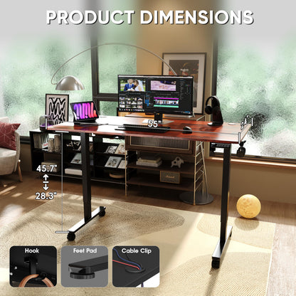 Monomi Height Adjustable Electric Standing Desk, 55 x 24 Inches Stand up Desk, Sit Stand Home Office Computer Desk(Black Frame+Cherry Top)
