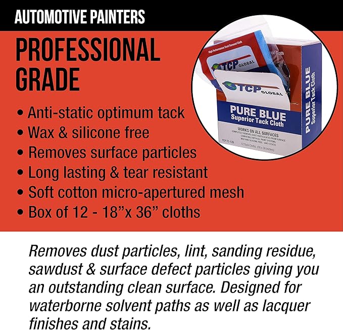 TCP Global Pure Blue Superior Tack Cloth, Automotive & Woodworking,