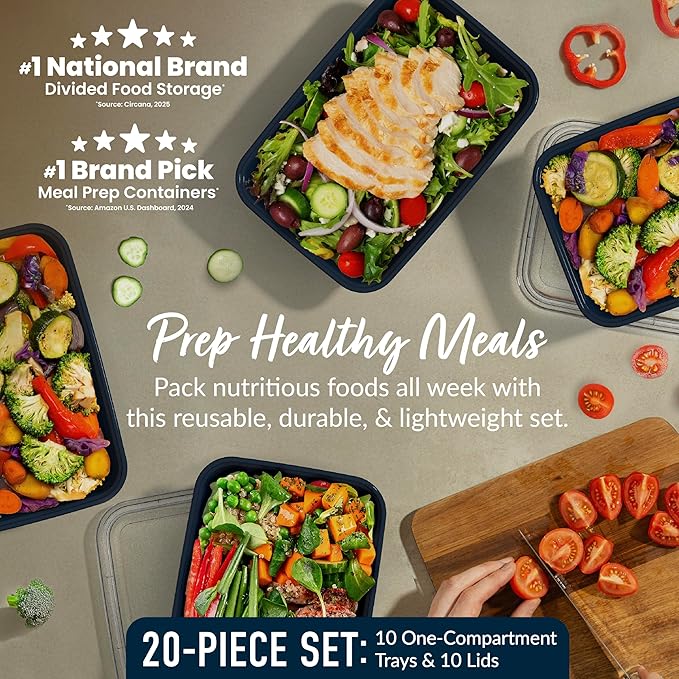 Bentgo Prep - 20-Piece 1-Compartment Reusable Meal Prep Containers