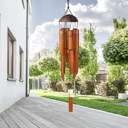 Nowpis Bamboo Wind Chimes 38" 6 Pipes, Handcrafted Wooden Wind Chime Bring a Unique and Soothing Melody, Create a Zen Atmosphere for Outdoor Indoor Decor, for Sympathy, Memorial