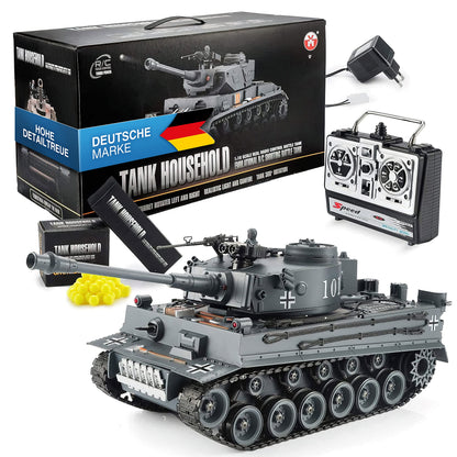 GOODS+GADGETS Remote Control RC German Tiger I 2.4GHz R/C Tank 1:16 scale model with shooting function, sound - RTR (Tiger I)