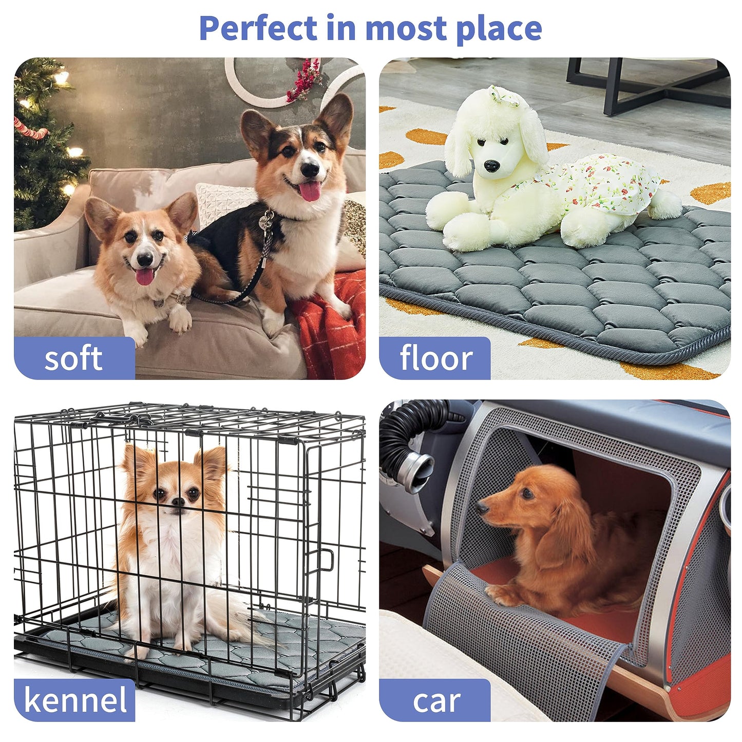 Geegoos Dog Crate Mattress,Washable Soft Kennel Pads,Pet Bed Blanket Dog Crate Mat Suitable for 36 inch Cage,Dog Bed Mats for Large Dogs and Cats(89x56cm,Grey)