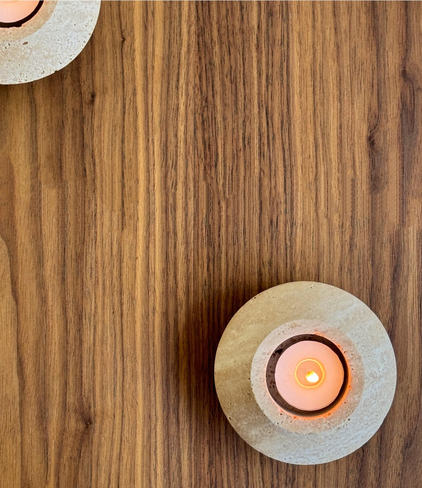 ELEMNTS Travertine Tealight Candle Holder, Decorative Natural Stone Home Decor, Beige