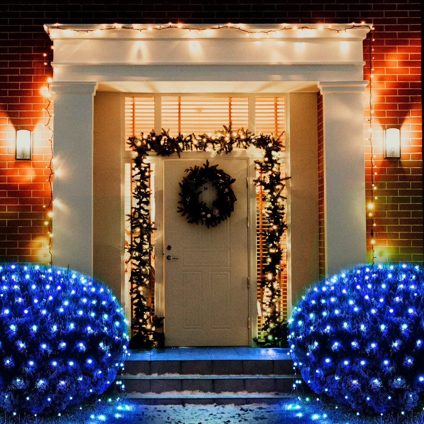 Blue Net Lights, 360 LED Christmas Net Lights Outdoor, 21ft x 5ft Large Net Mesh String Lights, 8 Modes Twinkle String Lights Connectable Plug in for Bushes Christmas Hedge Yard Garden Party Decor
