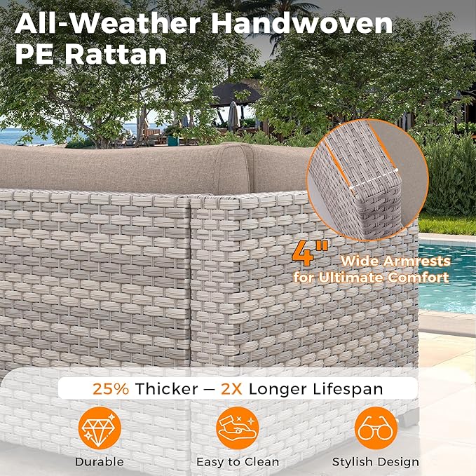 10-Seat Outdoor Wicker Patio Furniture Set