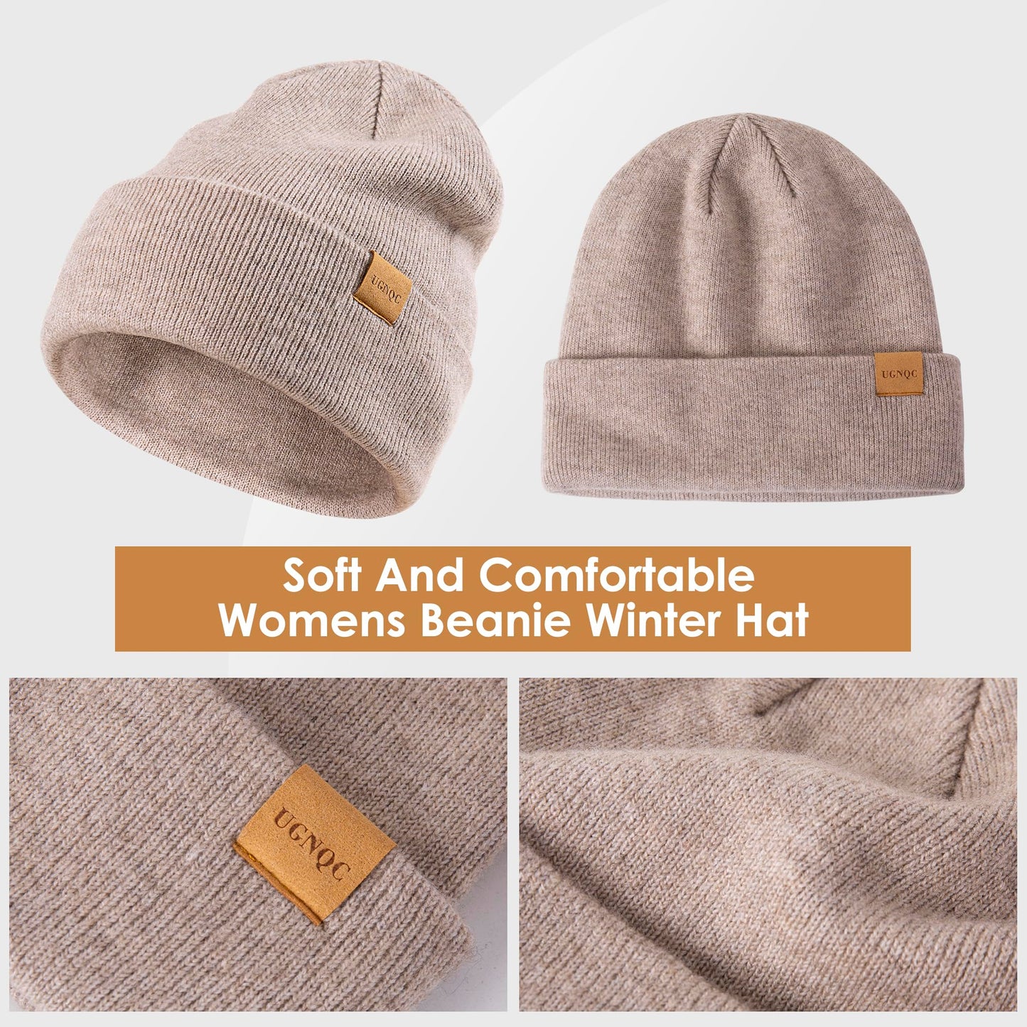 Womens Beanie Winter Hat Long Scarf Touchscreen Gloves Set Fleece Lined Skull Caps for Women Men