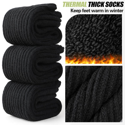 EBMORE Womens Black Merino Wool Slouchy Boot Socks Thermal Warm Winter Thick Scrunch Slouch Cozy Crew Gifts Socks 4 Pairs Stocking Stuffers(Black,M)