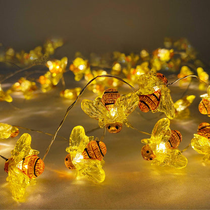 Cynzia Honeybee Fairy String Lights, 40LED Bee String Light Plug in with 8 Modes Remote Control, Waterproof Novelty Decorative Light String for Outdoor Indoor Party Wedding Garden Christmas