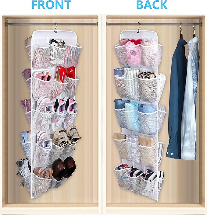 MISSLO 30 Large Pockets Dual Sided Hanging Baby Shoe Organizer