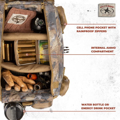 Rig'Em Right Waterfowl Shell Shocker XLT Duck Hunting Blind Bag with Molded Ammo Compartments, Sunglasses Case, Drink Holder and More (Gore Optifade Timber Camo)