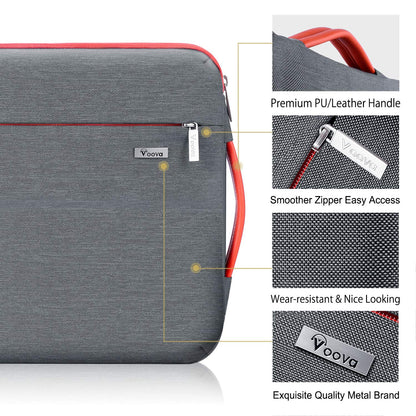 Voova 360°Protective Laptop Sleeve Case 15.6 inch, Waterproof Slim Computer Cover Bag with Handle Compatible with MacBook Pro 16, 15.6”-16” HP Acer Lenovo Asus Dell Laptop, Grey