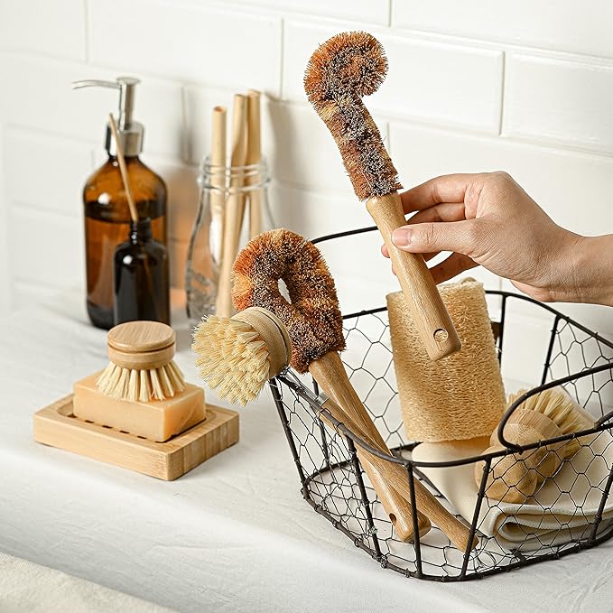 Jungle Culture® 6 Pack Bamboo Dish Brush Set