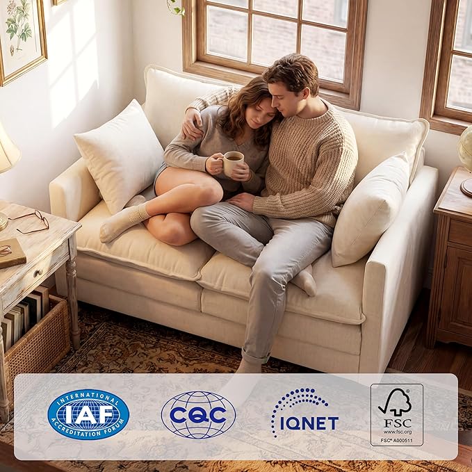 Loveseat Sofa with Cloud 3-Layer Cushion & 27" Deep Seat, Modern Small Couch