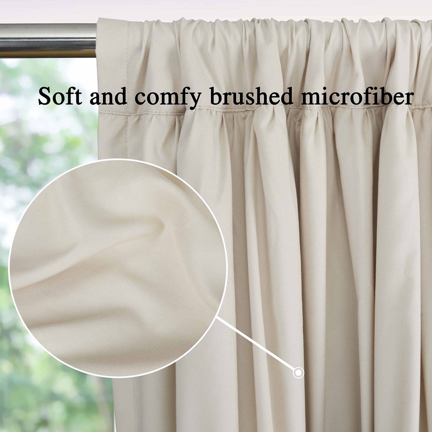 Homechoice Decor Thermal Insulated Blackout Window Curtains, 54" W x 84" L (Pair), Boho Ruched Window Treatments with 3 Rows of Butterfly Flowers, Rustic Rod Pocket Drapes for Room, Camel (LQ-30)