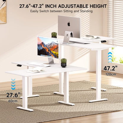 BIZUM 3 Leg Electric Standing Desk Frame,3 Motor L Shaped Standing Desk Legs up to 287 lbs,Adjustable Table Legs for Home Office,White