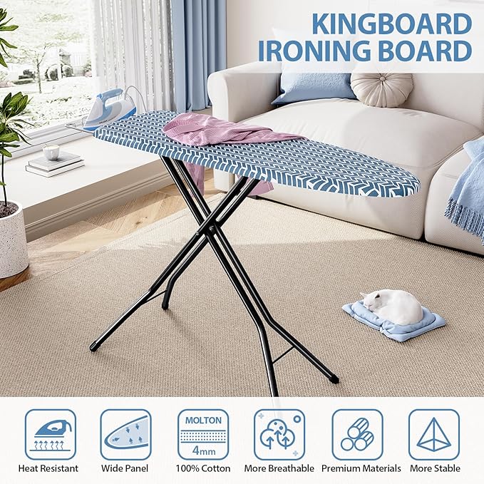KINGBOARD Foldable Ironing Board Full Size, Iron and Ironing Board Set Standard