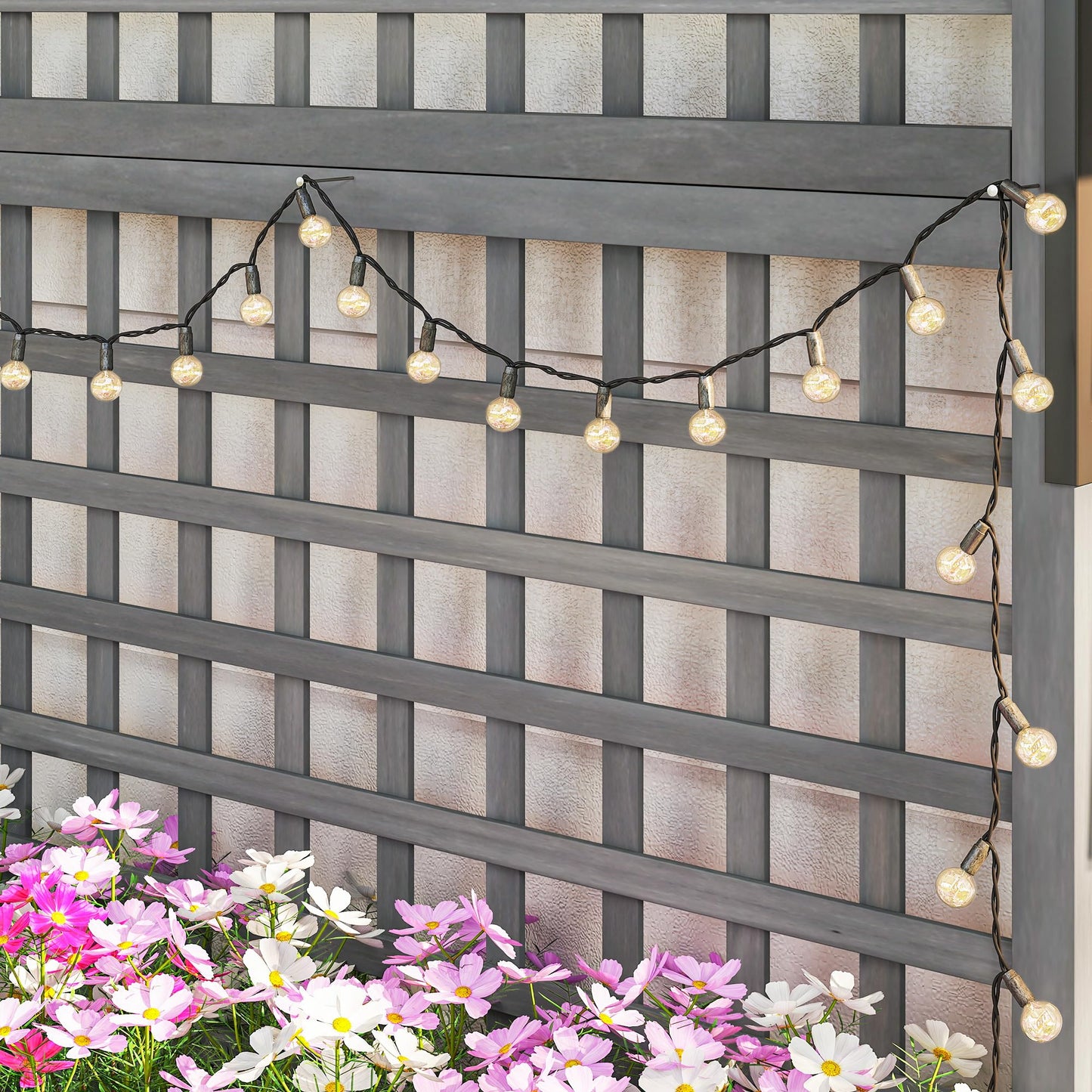 Outsunny Wood Planter with Trellis, Raised Garden Bed for Climbing Plants w/Drainage Holes and Roof, 35.5" x 17.75" x 72", Dark Gray