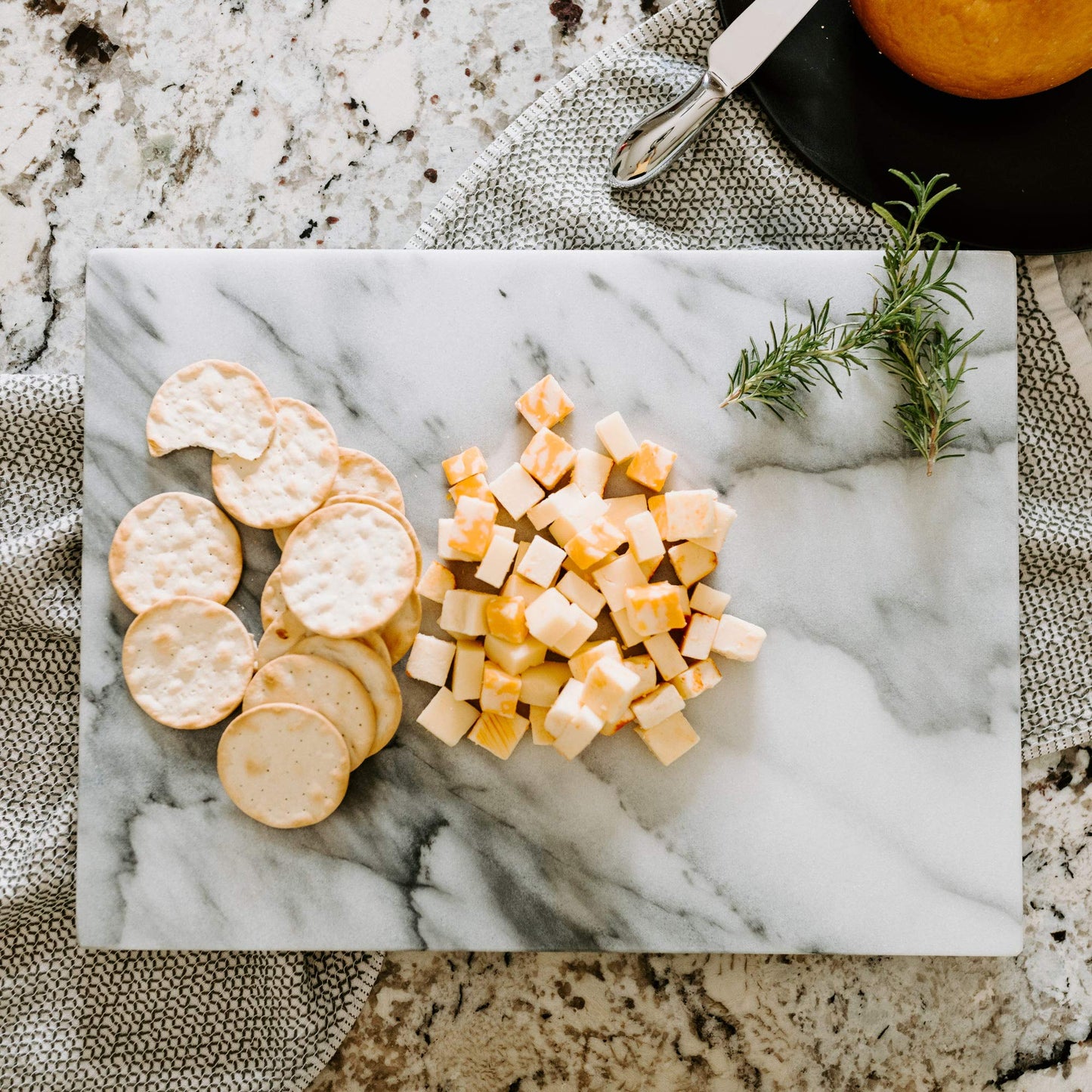 Thirteen Chefs Marble Cutting Board - 16 x 12 Inch Marble Slab Pastry Board for Charcuterie, Cheese, Dough, Dessert - Decorative Stone Cutting Board for Kitchen and Home