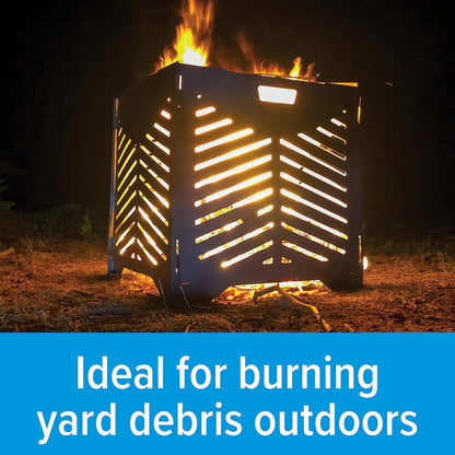 Camco 22” Small Burn Bin | Crafted of Heavy-Duty SS400 Steel to Withstand Extreme Temperatures & Features Hand-Oiled Panels with Unique Venting Patterns for Premium Airflow (51251)