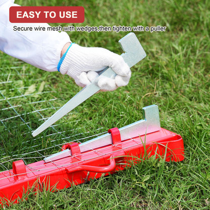 AOPEC 6ft Woven Wire Fence Stretcher Bar with 7 Wedges, Heavy-Duty Carbon Steel Fence Stretcher Tool Wire Puller, Red Anti-Corrosion Coating, 6.67ft Length, Ideal for Farms, Ranches & Outdoor Fencing