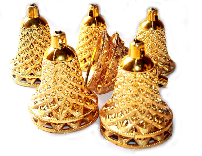 NANNUDECO Garland Decorative Plastic Bells for Home Decor Kids Craft Ornaments 2.5 inch Size (20, Jaali Bells)