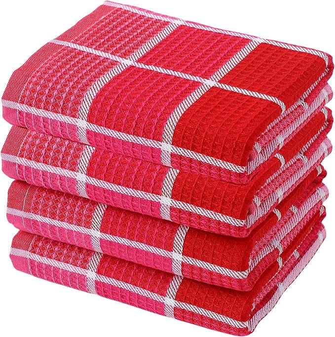 Bright Large Kitchen Towels, 16 Inch x 26 Inch Buffalo Check Dish Towels