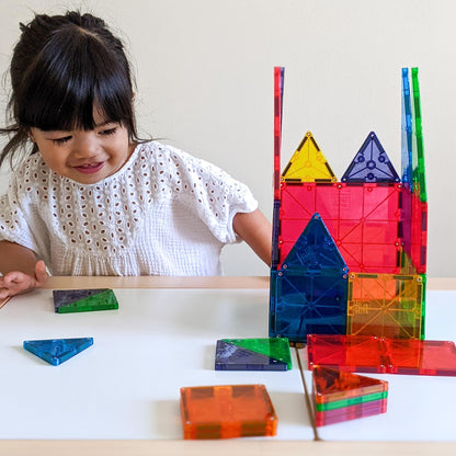 MAGNA-TILES Classic 32-Piece Magnetic Construction Set, Magnet Building Blocks, STEM Engineering Toys & Math Manipulatives, Preschool, Classroom, Playroom, Sensory Room Essentials