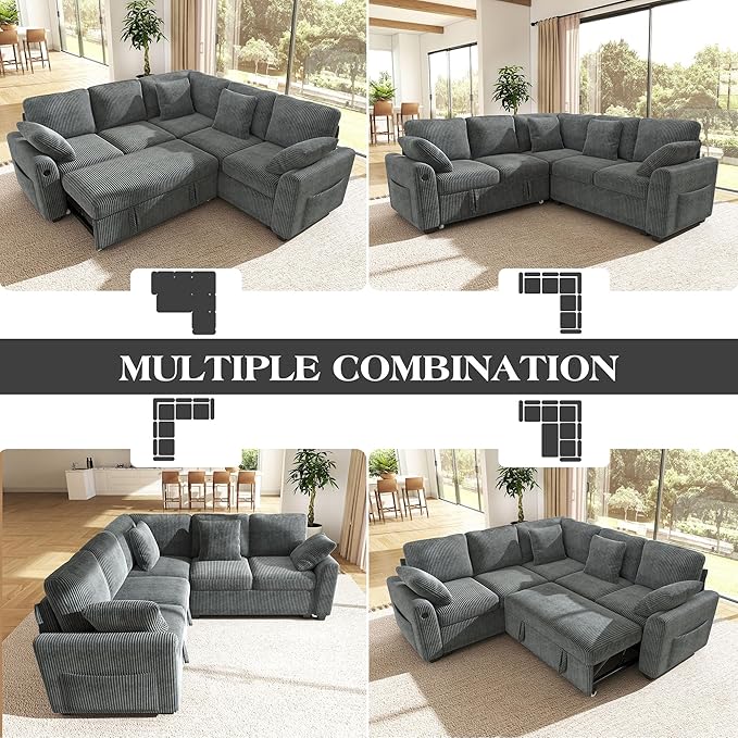 Ihanherry 83-inch 5-Seater Large Sectional Sofa Bed