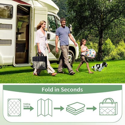 GENIMO Outdoor Rug 9' x 18' Waterproof for Patios Clearance, Reversible Outdoor Plastic Straw Camping Rug Carpet, Large Area Rugs Mats for RV, Camper, Deck, Balcony, Porch, Beach, Picnic, Black&Beige