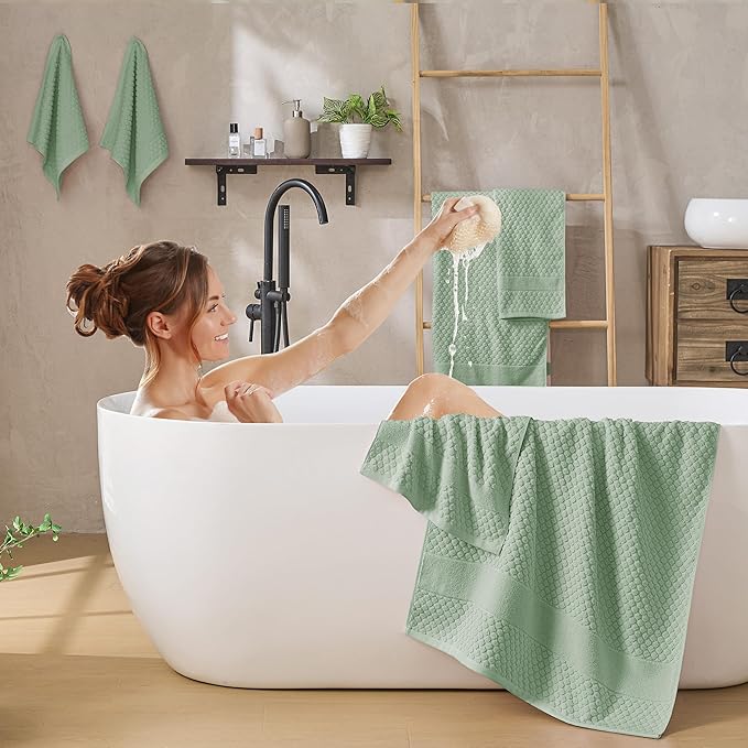 Simple&Opulence 6 Piece Luxury Towel Set, 100% Cotton Bathroom Towels