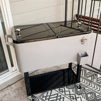 DWVO Ice Chest with Wheels,80 Quart Rolling Cooler with Bottle Opener Drainage, Patio Cooler Cart, Rolling Ice Chest with Handle for Patio Pool Deck Party BBQ Cookouts(Grey)