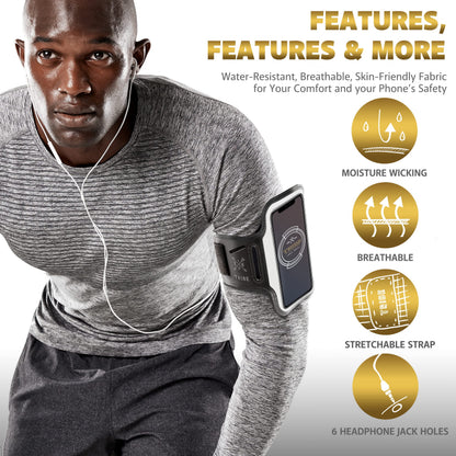 TRIBE Running Phone Holder Armband. iPhone & Galaxy Cell Phone Sports Arm Bands for Women, Men, Runners, Jogging, Walking, Exercise & Gym Workout. Fits All Smartphones. Adjustable Strap, CC/Key Pocket
