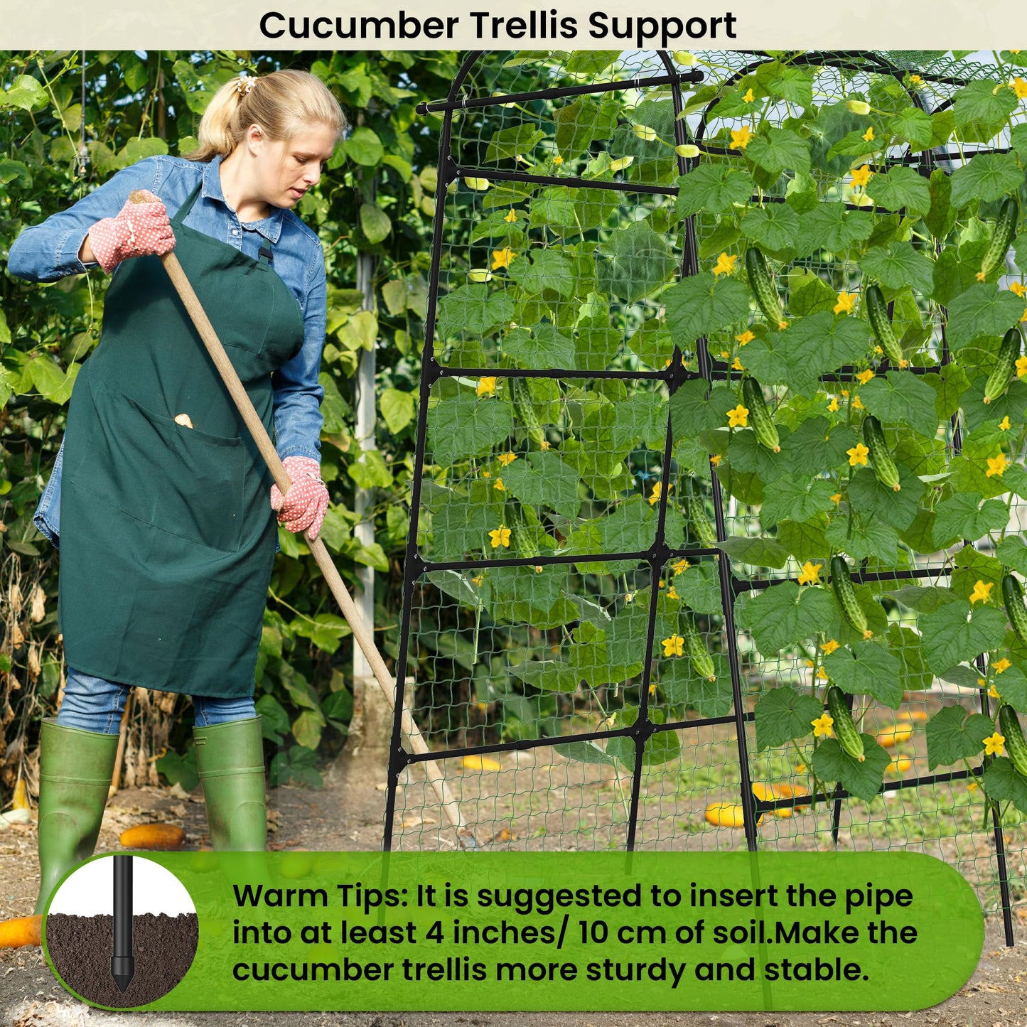7Ft Adjustable Garden Arch Trellis for Climbing Plants Outdoor, Heavy Duty Rustproof Stainless Steel Cucumber Trellis for Raised Beds, Tall Metal Plant Support for Tomato, Squash, Beans, Flowers