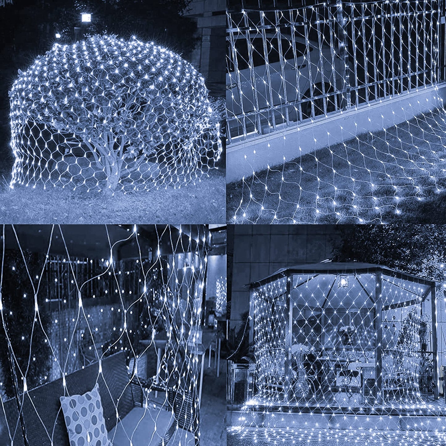 FUNPENY Christmas Net Lights, 9.8ft x 6.6ft 200 LED Clear Wire Mesh Decor with 8 Modes Waterproof Connectable Xmas Decorations for Outdoor Outside Bushes Yard Lawn Patio Tree Garden Party (White)