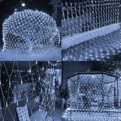 FUNPENY Christmas Net Lights, 9.8ft x 6.6ft 200 LED Clear Wire Mesh Decor with 8 Modes Waterproof Connectable Xmas Decorations for Outdoor Outside Bushes Yard Lawn Patio Tree Garden Party (White)