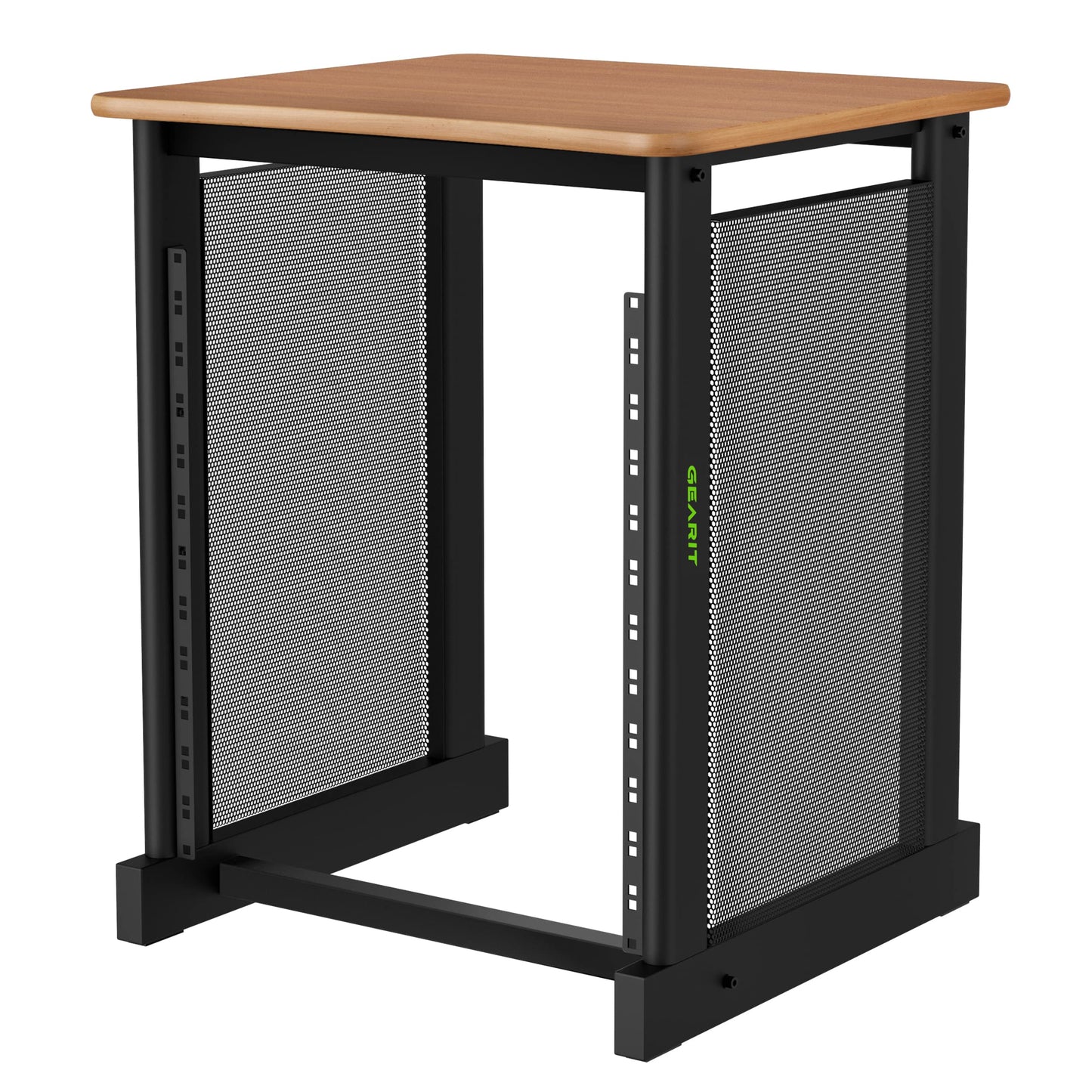GEARit 12U Audio Rack With Flat Top for 19" Studio Gear, AV Equipment, Server Racks and More - Metal Construction, Oak Desktop Finish