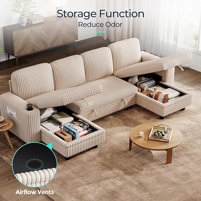 LINSY HOME Sectional Sleeper Sofa