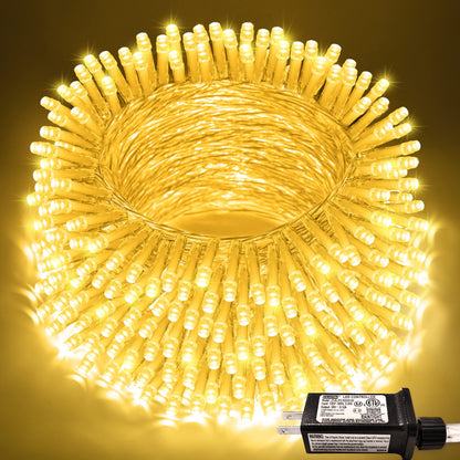 JMEXSUSS 200 LED String Lights Indoor Outdoor Clear Wire, Connectable Warm White Christmas String Lights for Bedroom, 66 Ft Twinkle Fairy Light Plug in for Wedding Home Tree Yard Patio Classroom Decor