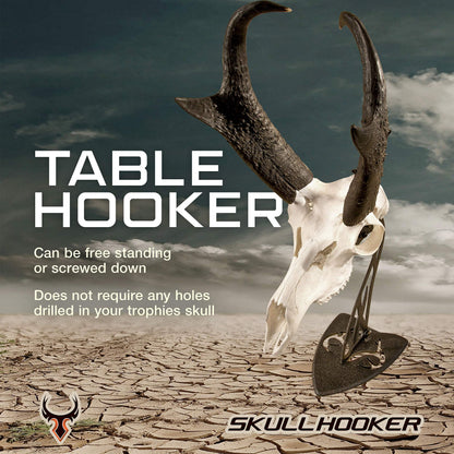 Skull Hooker Table Hooker Powder Coated Steel Trophy Mount - Perfect Kit for Table Display of Taxidermy Deer Antlers and Other Skulls - Available in Graphite Black and Robust Brown