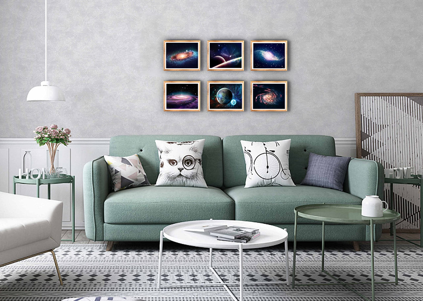Universe Starry Sky Wall Art Outer Space Fantastic Nebula Galaxy Painting Pictures ，for Bedroom, Living Room, Bathroom Decor ，Posters for Kids, Boys or Girls Room ，Set of 6 （ 8" x10" ） Unframed