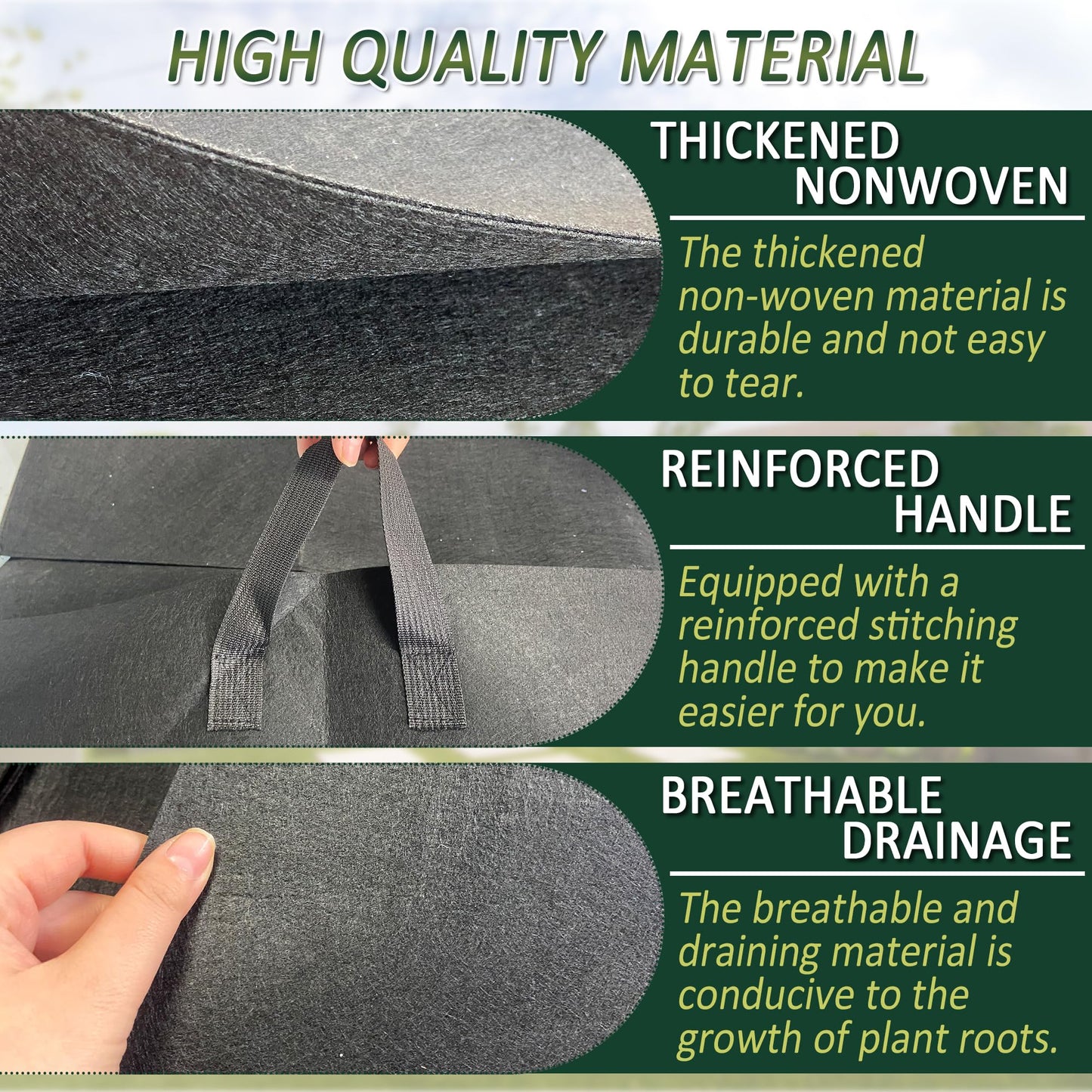 FULEIYA 1PCS Raised Garden Bed Liner Fabric Raised Garden Bed Breathable Drainage Rectangle Grow Bags with Handles Fabric Garden Bed for Outdoor Garden Bed Holds Soil - 4ft x 2ft x 1ft
