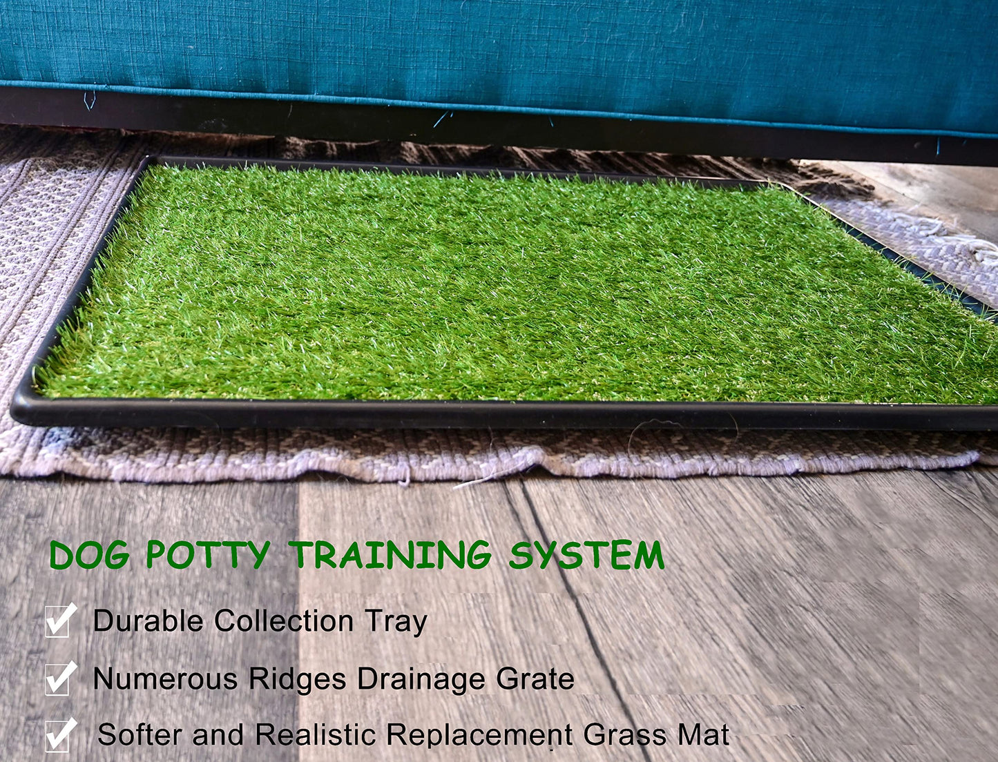 PICK FOR LIFE Dog Grass Toilet, Large size 51 x 63.5 cm, Indoor Outdoor Dog Potty Systems, Portable Toilet with Fake Grass and Tray, Reusable Trainer Tray for Puppy Training