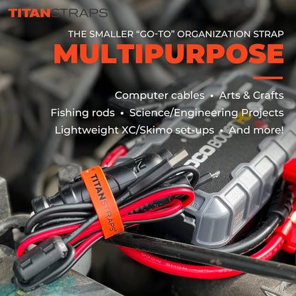 Titan Utility Straps – Mini Straps Set to Organize Computer Cables, Arts & Crafts, and Fishing Rods (10" Length / 4-Pack, Sunflower)