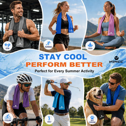 YQXCC Cooling Towels | 4 Pack 47"x12" | Ice Cool for Neck | Microfiber Soft Breathable Chilly | for Yoga, Sports, Golf, Gym, Camping, Running, Fitness, Workout & More Activities
