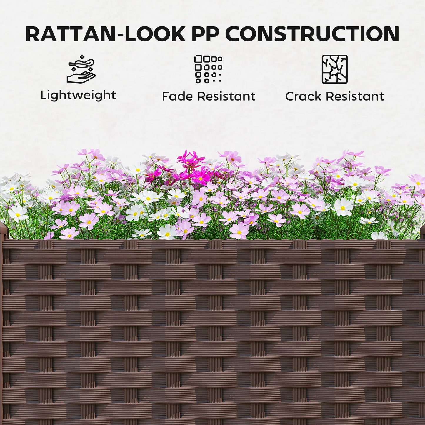 Outsunny Plastic Raised Garden Bed with Legs, Self Watering Elevated Planter Boxes with Drainage Holes and Plugs, Easy Assembly Outdoor Planter Box for Patio Yard Balcony, Vegetables, Flowers, Herbs