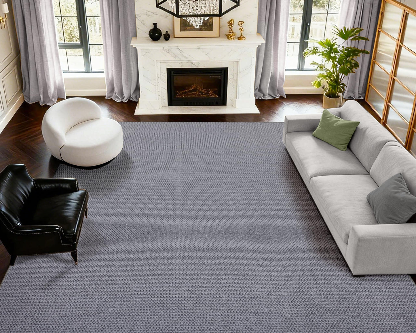ANSSO Wool Rugs 8x10 for Living Room,80% Merino Wool and 20% Cotton Soft Tufted Area Rug with Cotton Non-Slip Backing,Large Area Rug for Bedroom Bedroom, Dining and Home Office (Dark Gray)