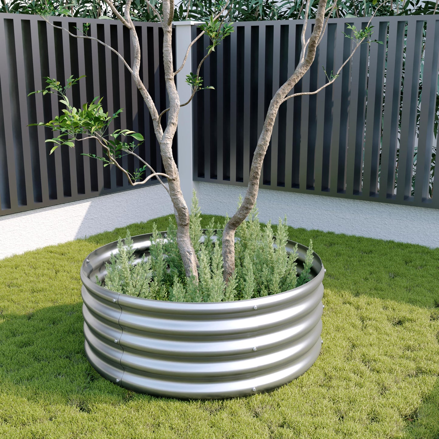 Henshwon 2PCS 3x3x1ft Galvanized Raised Garden Bed Kit-Round Garden Bed Outdoor Planter Box for Vegetables,Flowers,Herbs,Easy Assembly,Silver