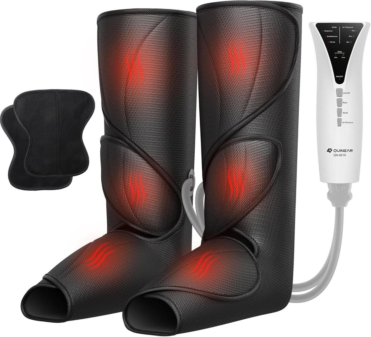 QUINEAR Leg Massager with Heat and Air Compression,Foot and Calf Massager for Circulation and Pain,Compression Boots with 3modes and 3 Intensities,Gift for Dad Mom
