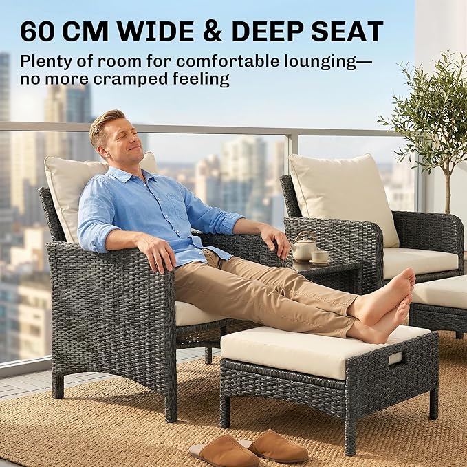 Outsunny 5 Piece Patio Furniture Set, Wicker Balcony Furniture